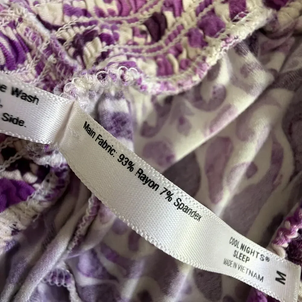 Soma cool nights top large pants medium Sleep set Purple wide leg crop pajamas
